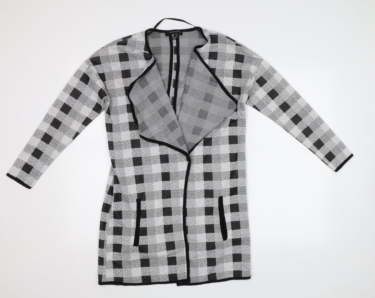 Primark Womens Grey Check  Cardigan Jumper Size 8