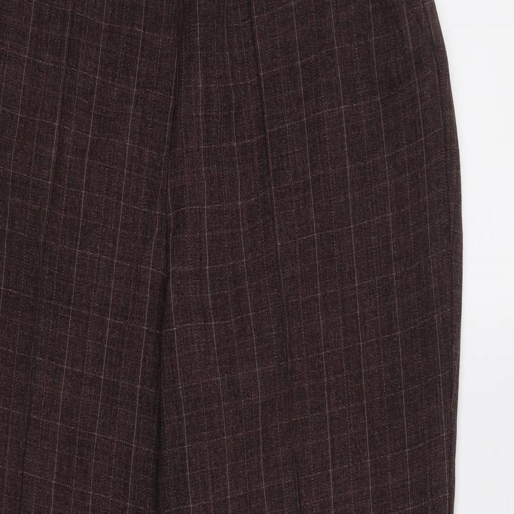 BM Womens Purple Check  Trousers  Size 16 L25 in - Elastic Waist Band