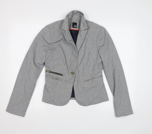 Pimkie Womens Blue Striped  Jacket Blazer Size 12