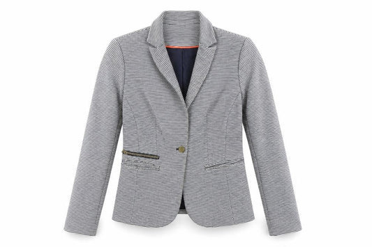 Pimkie Womens Blue Striped  Jacket Blazer Size 12
