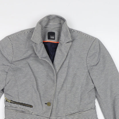 Pimkie Womens Blue Striped  Jacket Blazer Size 12