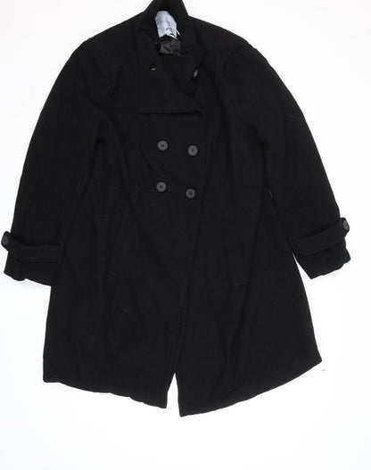 Happy Holly Womens Black   Pea Coat Coat Size L