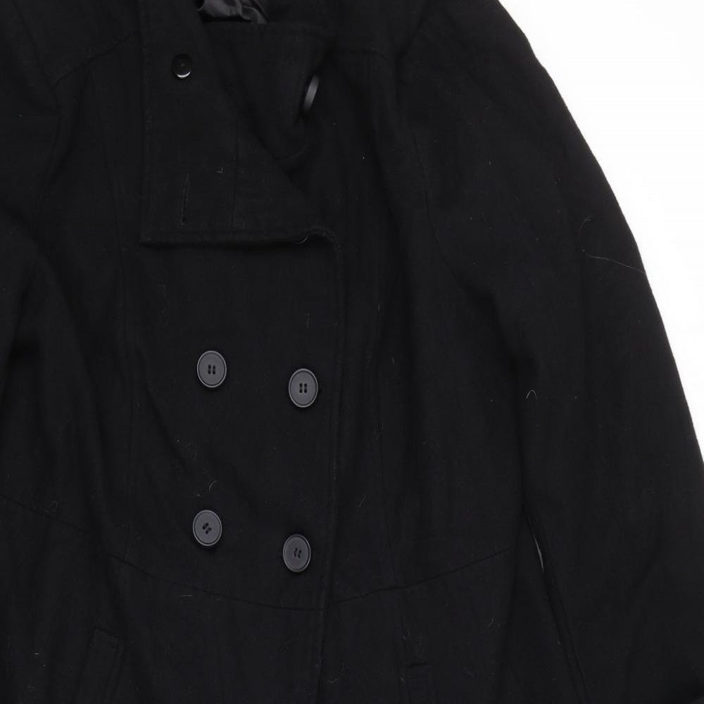 Happy Holly Womens Black   Pea Coat Coat Size L