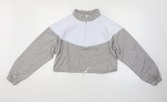 Boohoo Womens Grey   Pullover Sweatshirt Size S  - cropped