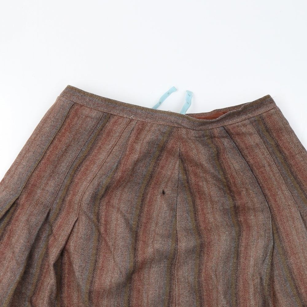 Womens UK Size 14 Preworn Pleated Tweed Skirt