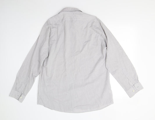 Mens UK Size 15.5 M&S Grey  Button-Up Long Sleeve Casual Shirt