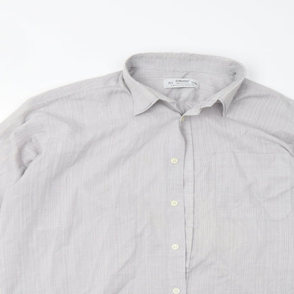 Mens UK Size 15.5 M&S Grey  Button-Up Long Sleeve Casual Shirt