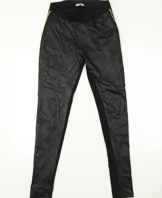 Spirit Womens Black Striped   Leggings Size M L31 in