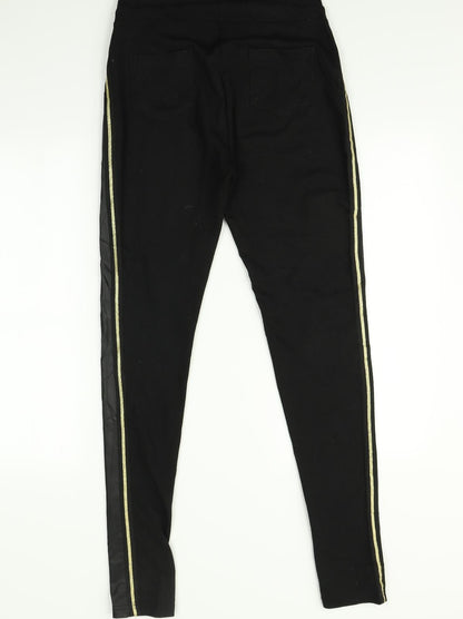 Spirit Womens Black Striped   Leggings Size M L31 in