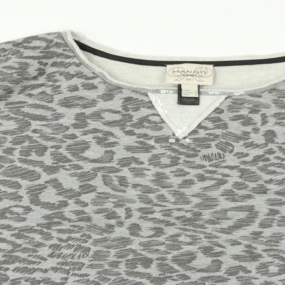 Womens UK Size 12 Mango Grey  T-Shirt