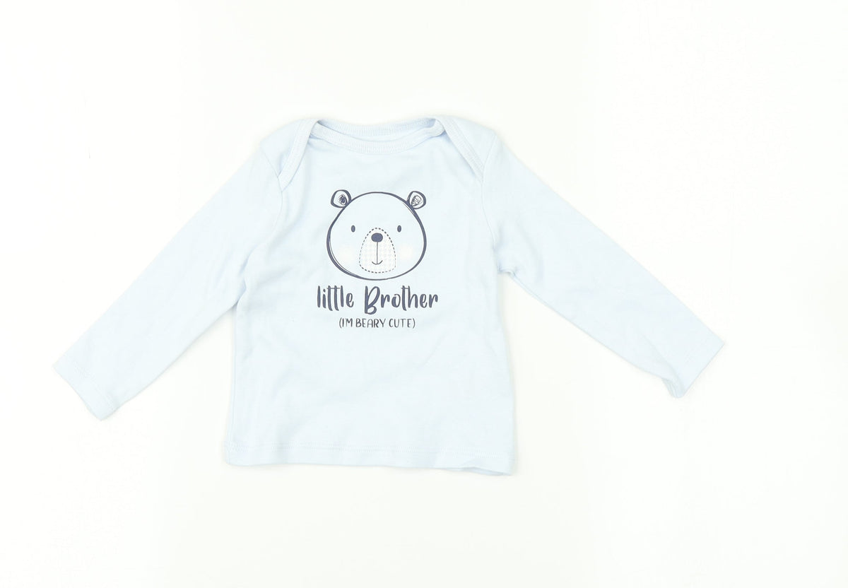 M&Co  Blue   Basic T-Shirt Size 3-6 Months  - Little brother