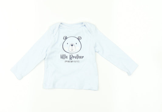 M&Co  Blue   Basic T-Shirt Size 3-6 Months  - Little brother