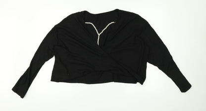 SheIn Womens Black   Basic T-Shirt Size L  - pearls on front