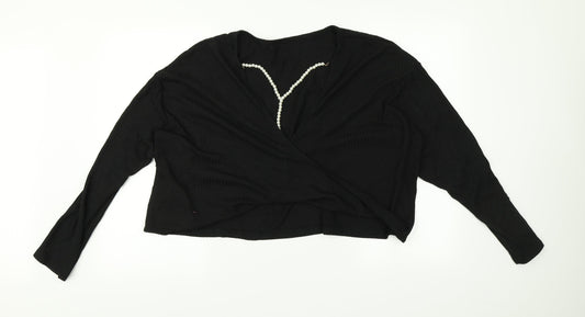 SheIn Womens Black   Basic T-Shirt Size L  - pearls on front