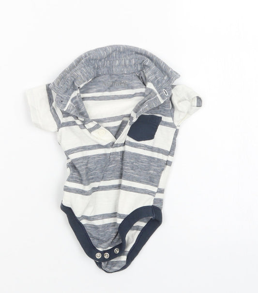 Nutmeg Boys Grey Striped  Babygrow One-Piece Size 3-6 Months