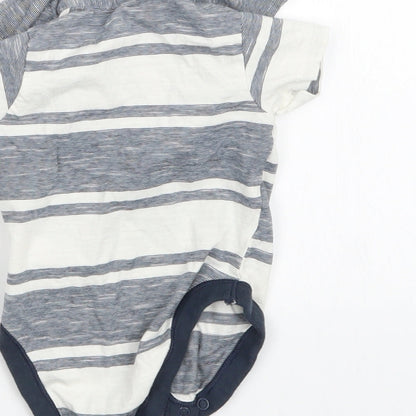 Nutmeg Boys Grey Striped  Babygrow One-Piece Size 3-6 Months