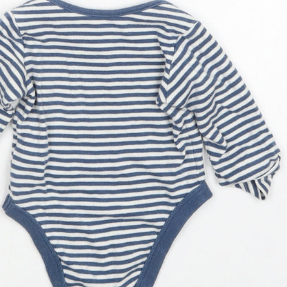 Marks and Spencer Boys Blue Striped  Babygrow One-Piece Size 3-6 Months