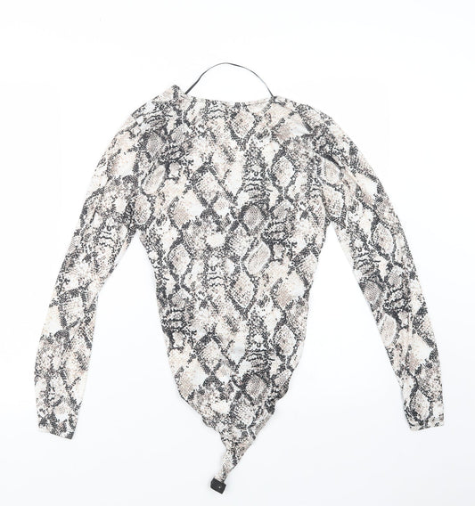 Primark Womens Beige Animal Print  Bodysuit One-Piece Size 6