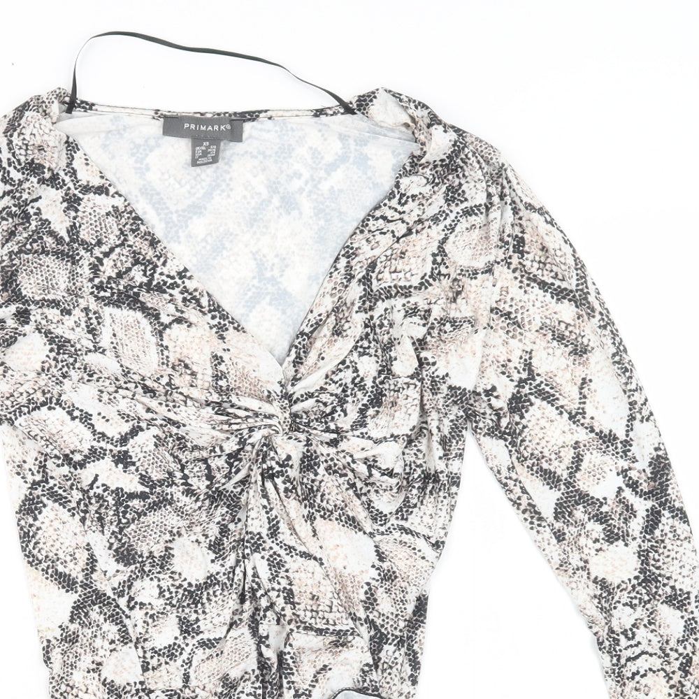 Primark Womens Beige Animal Print  Bodysuit One-Piece Size 6