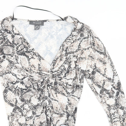 Primark Womens Beige Animal Print  Bodysuit One-Piece Size 6