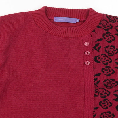 Autonomy Womens Pink Floral Knit Pullover Jumper Size M