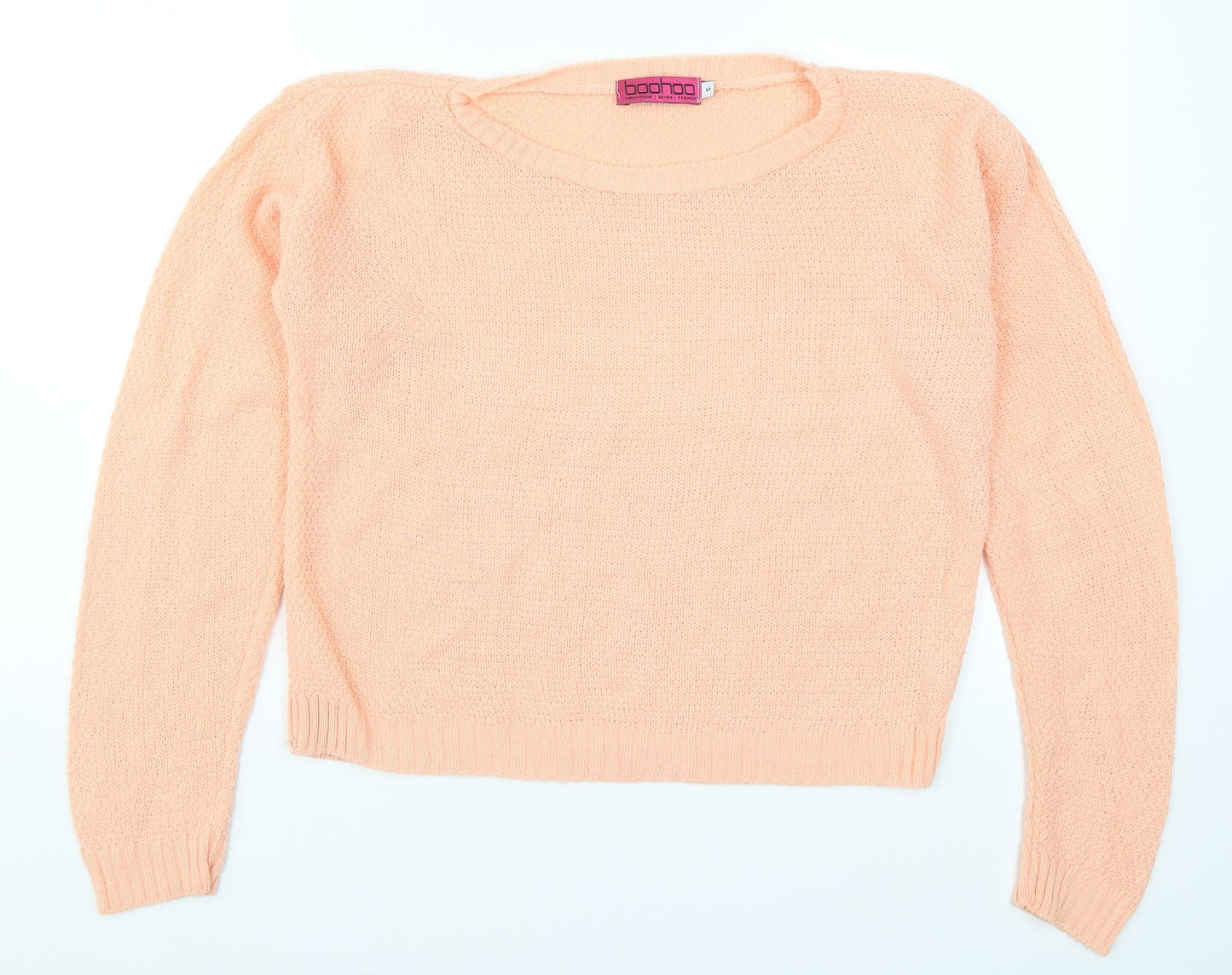 Boohoo Womens Orange  Knit Pullover Jumper Size S