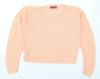 Boohoo Womens Orange  Knit Pullover Jumper Size S