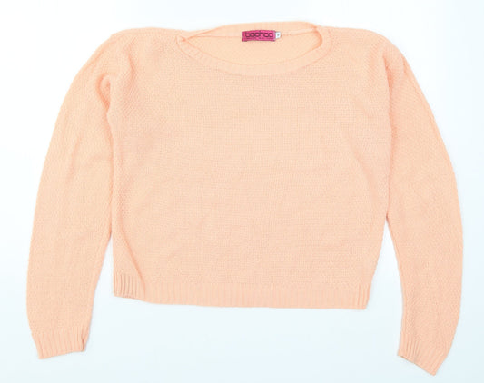 Boohoo Womens Orange  Knit Pullover Jumper Size S