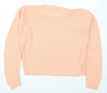 Boohoo Womens Orange  Knit Pullover Jumper Size S