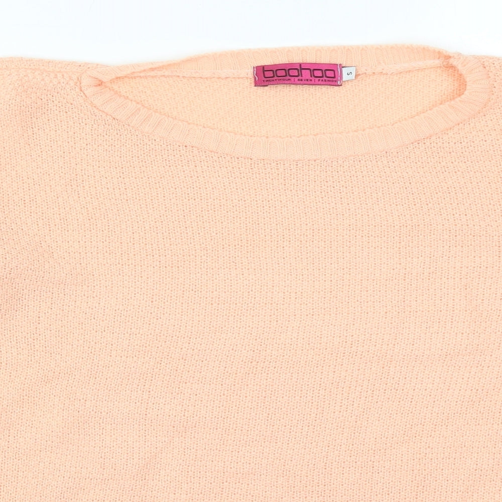 Boohoo Womens Orange  Knit Pullover Jumper Size S