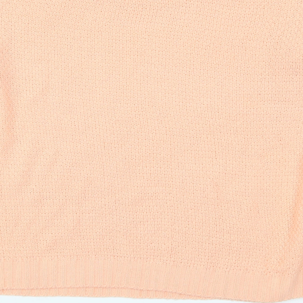Boohoo Womens Orange  Knit Pullover Jumper Size S