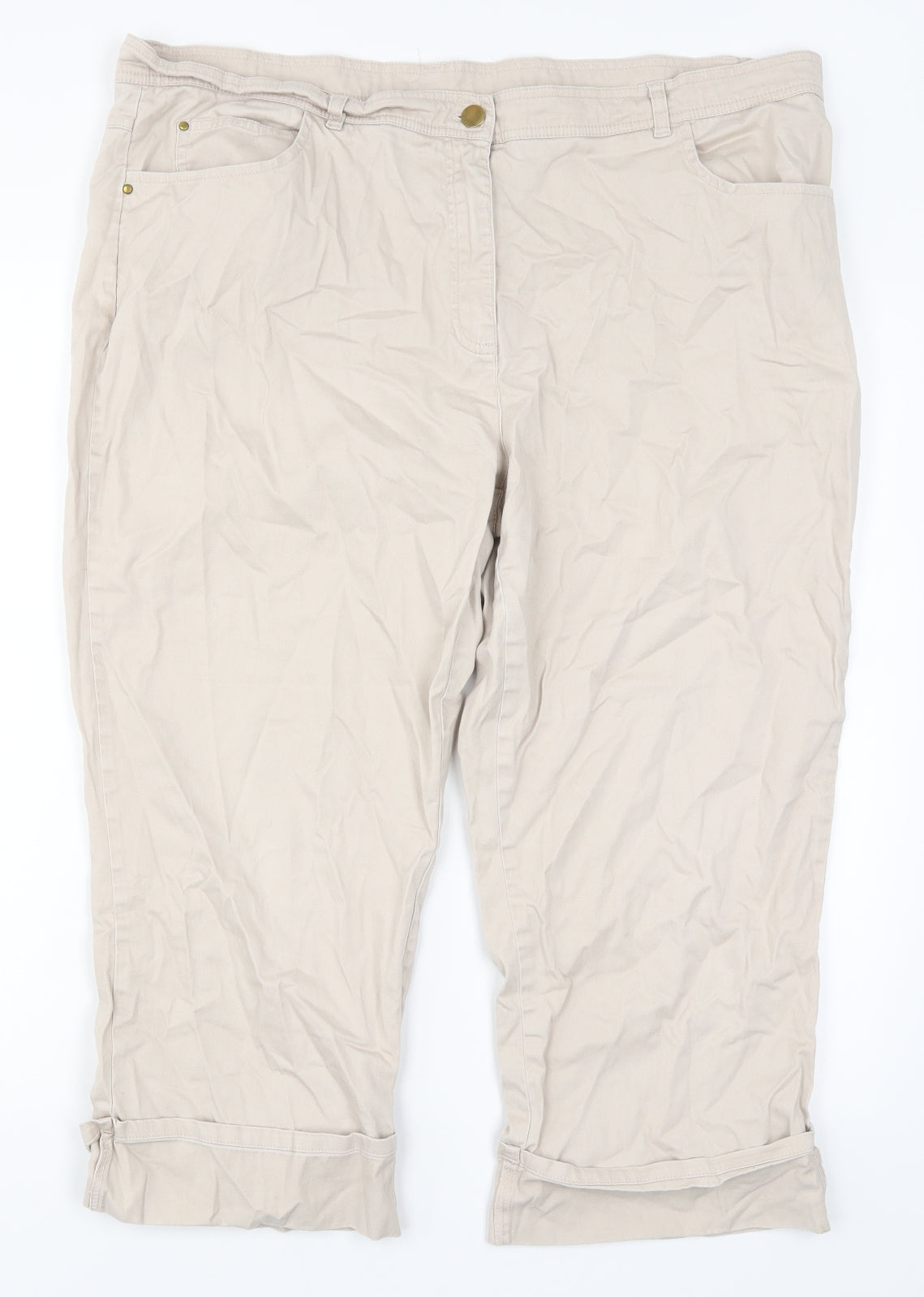 Soon Mens Beige   Cropped Trousers Size 18 L29 in