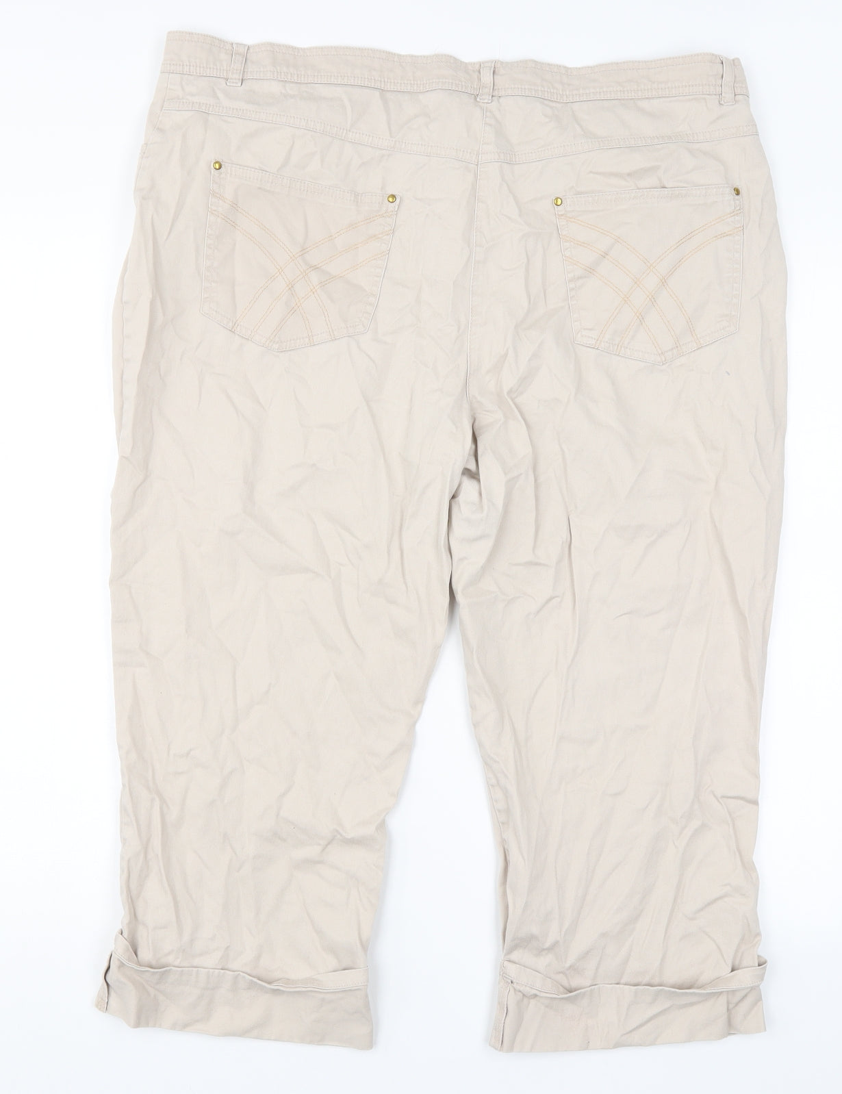Soon Mens Beige   Cropped Trousers Size 18 L29 in