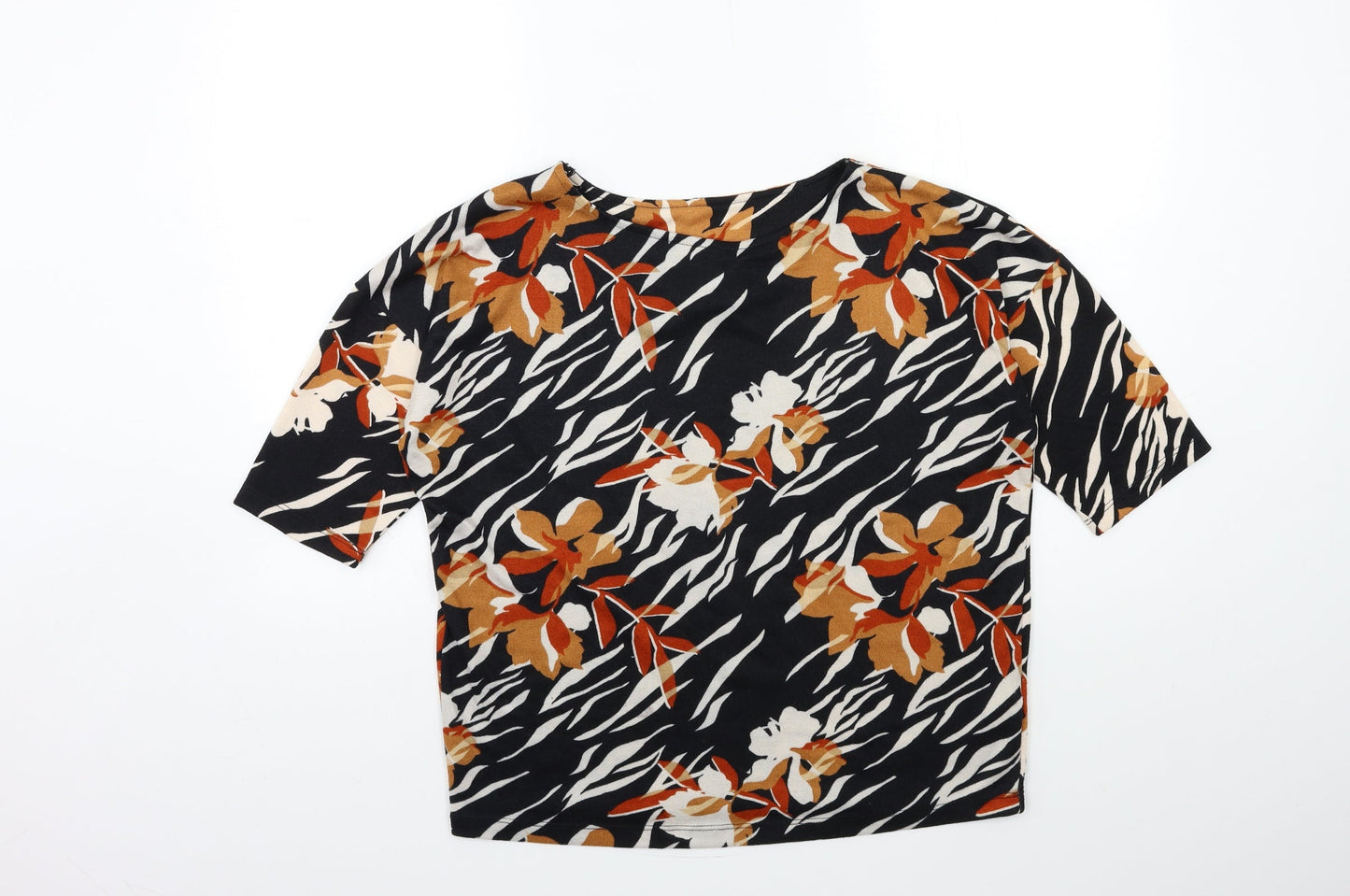 F&F Womens Black Floral  Pullover Jumper Size 10