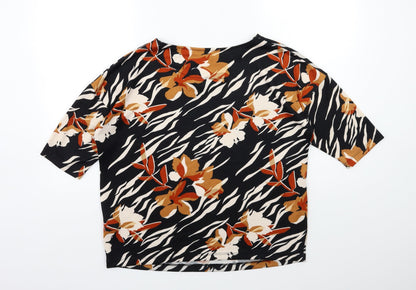 F&F Womens Black Floral  Pullover Jumper Size 10