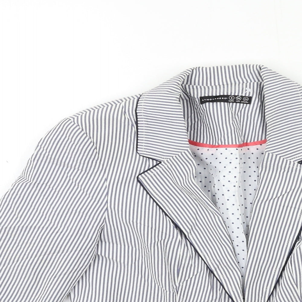 Atmosphere Womens Blue Striped  Jacket Blazer Size 8