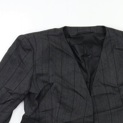 Country Casuals Womens Grey Striped  Jacket Suit Jacket Size 12