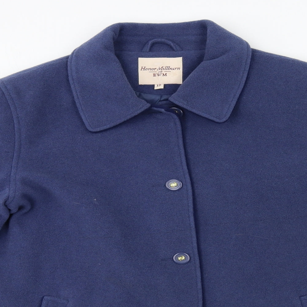 Womens UK Size 12 EWM Blue Overcoat