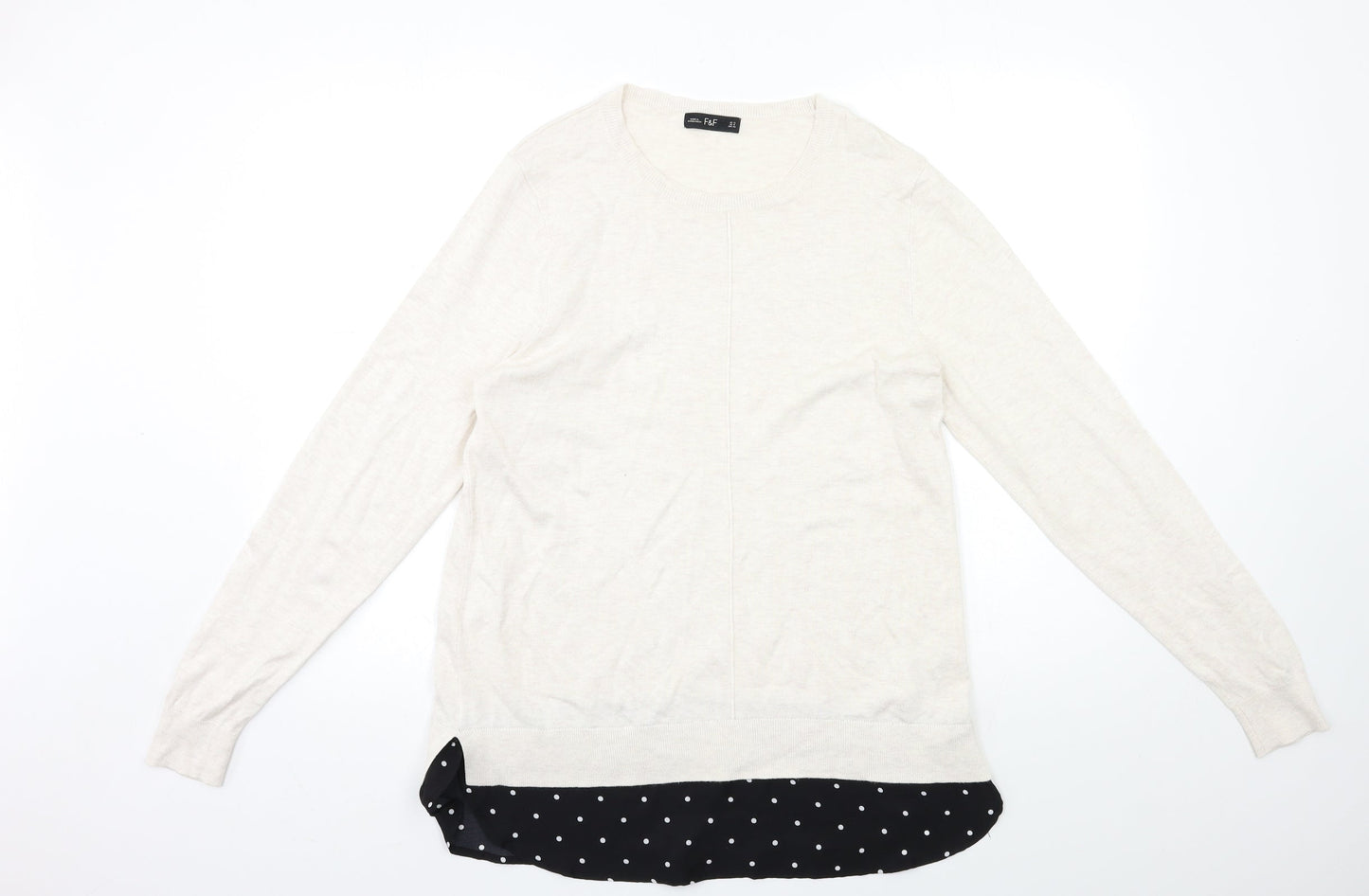 F&F Womens Beige  Knit Pullover Jumper Size 10