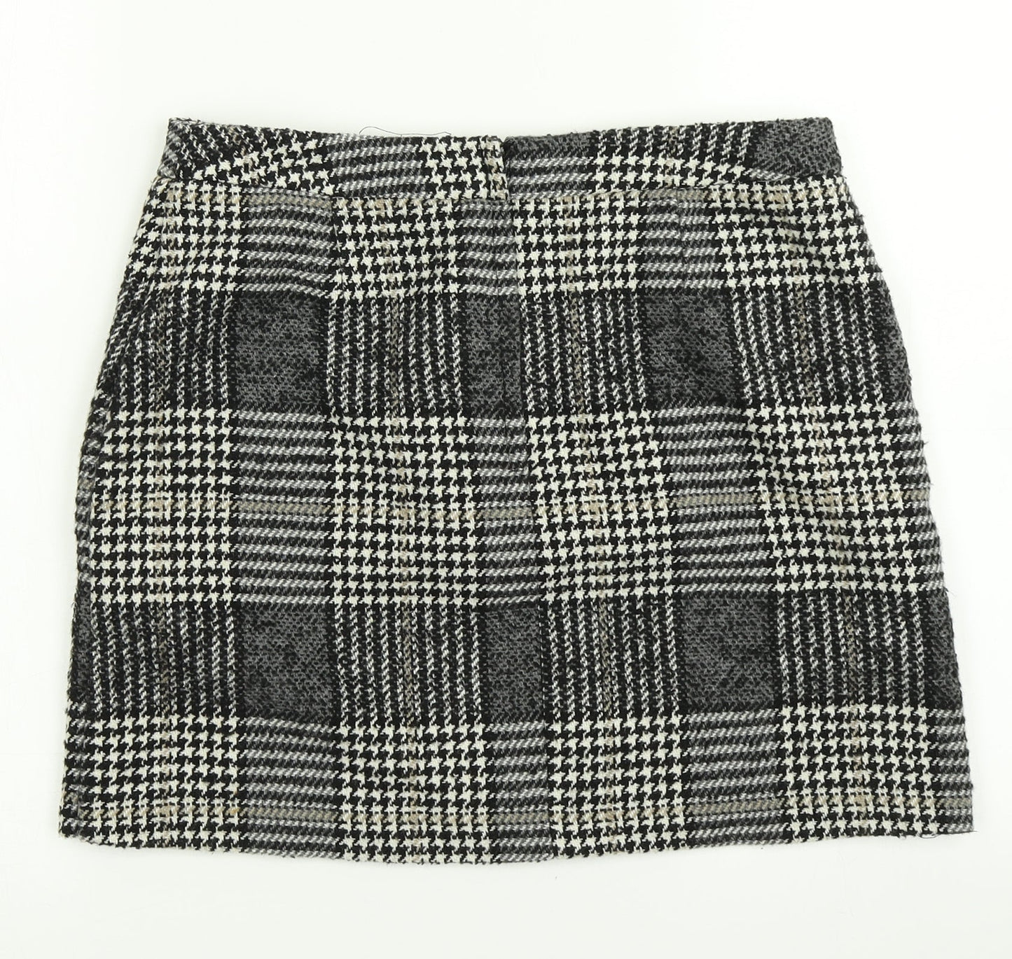 New Look Womens Grey Plaid  A-Line Skirt Size 8