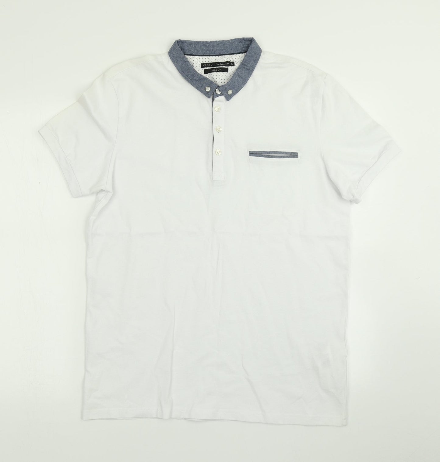 Celio Mens White    Polo Size L