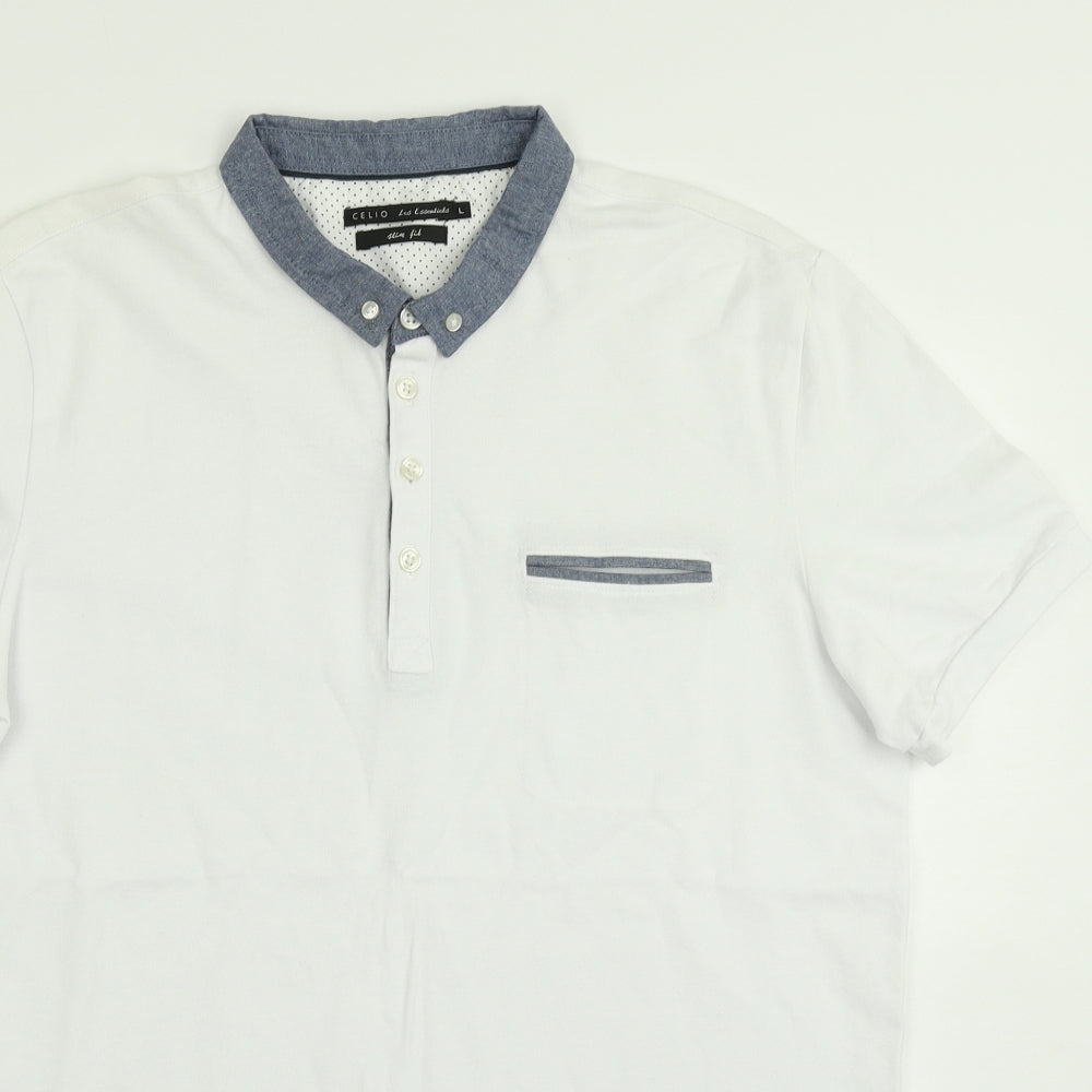 Celio Mens White    Polo Size L