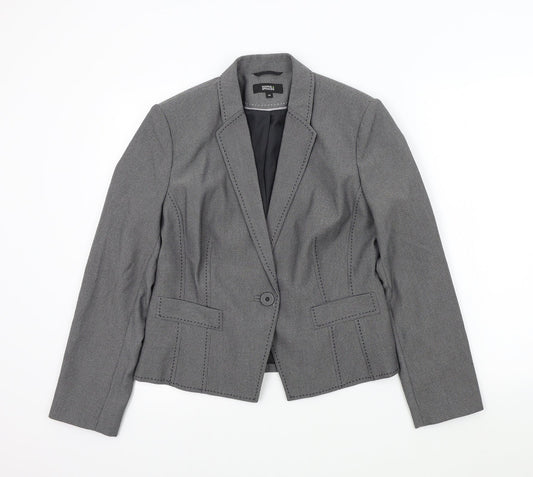 M&S Womens Grey Colourblock  Jacket Blazer Size 14