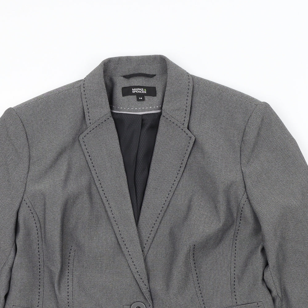 M&S Womens Grey Colourblock  Jacket Blazer Size 14