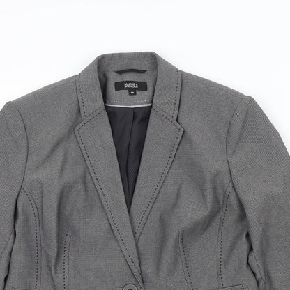M&S Womens Grey Colourblock  Jacket Blazer Size 14