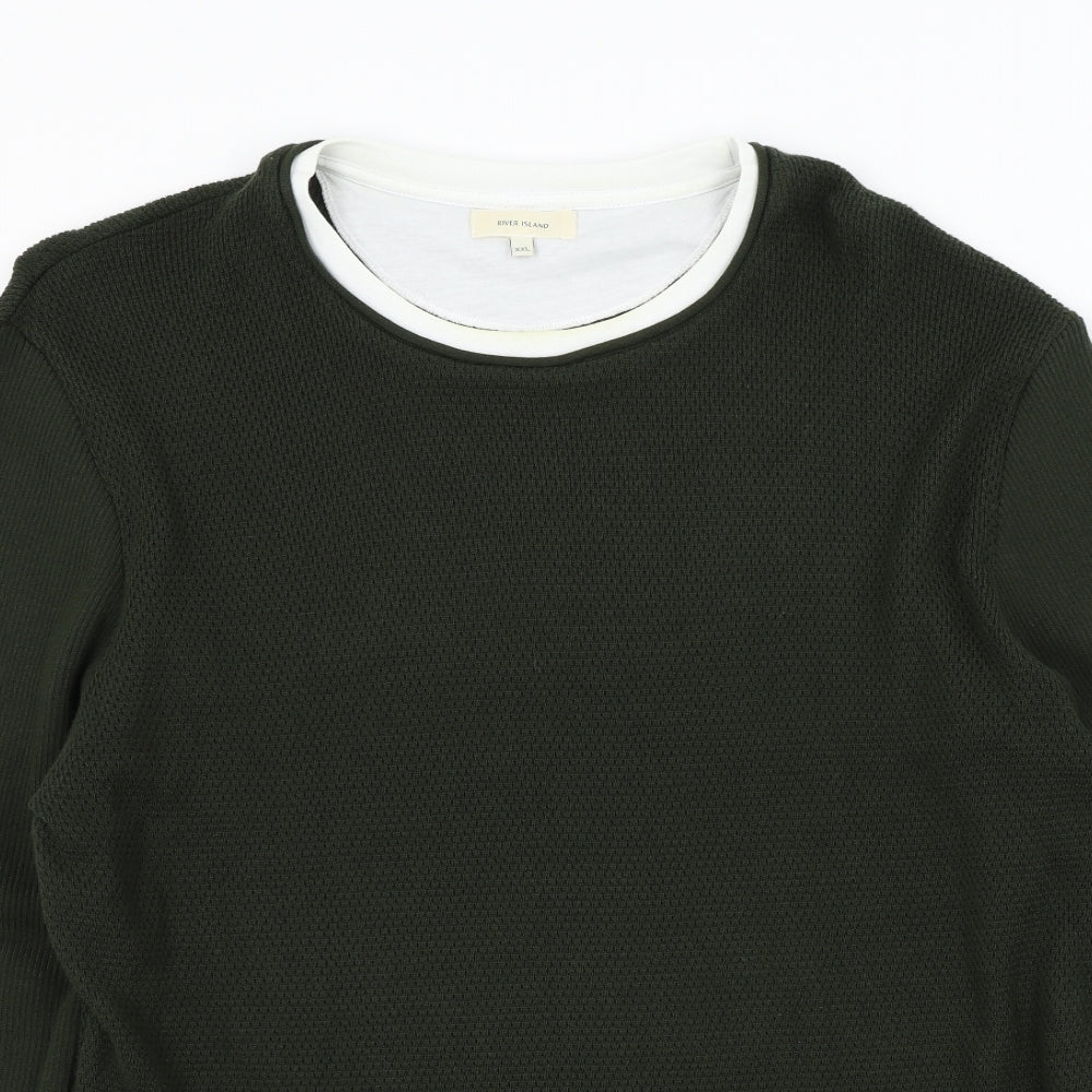 River Island Mens Green   Pullover Jumper Size 2XL