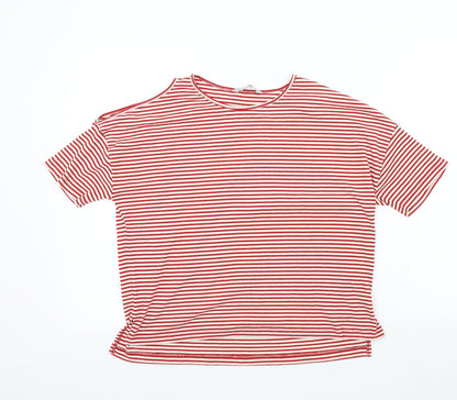 Red Herring Womens Red Striped  Basic T-Shirt Size 10