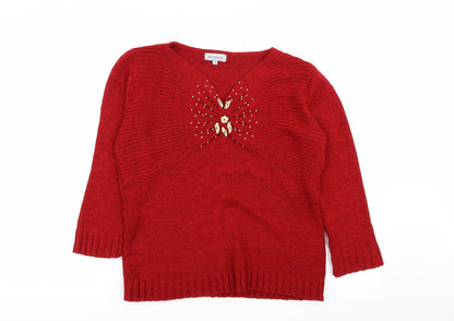 Womens UK Size M ann marie Red Pullover Jumper