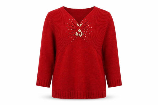 Womens UK Size M ann marie Red Pullover Jumper