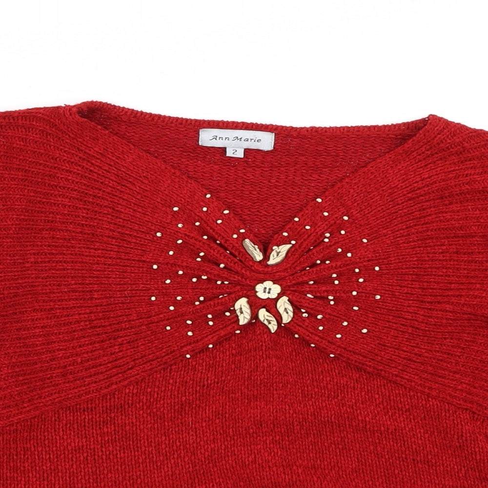 Womens UK Size M ann marie Red Pullover Jumper